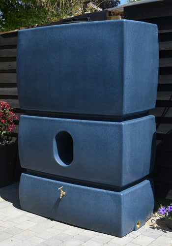 2 x 1500 Litre Water Butt Twin Pack Linked - Blue Marble